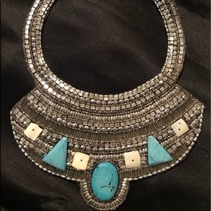 Bead turquoise, Nacar & Rhinestone Necklace
